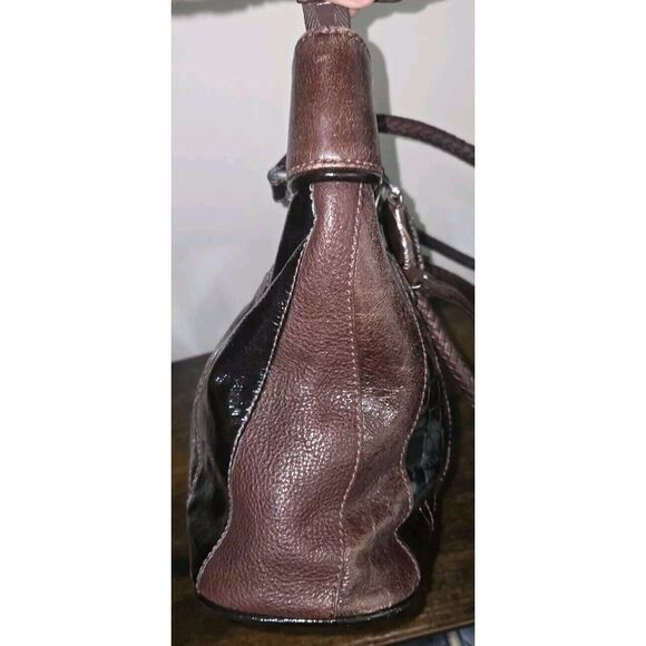 Brighton Croc Embossed Leather Handbag Satchel Braided Strap Heart Charm - Picture 5 of 10